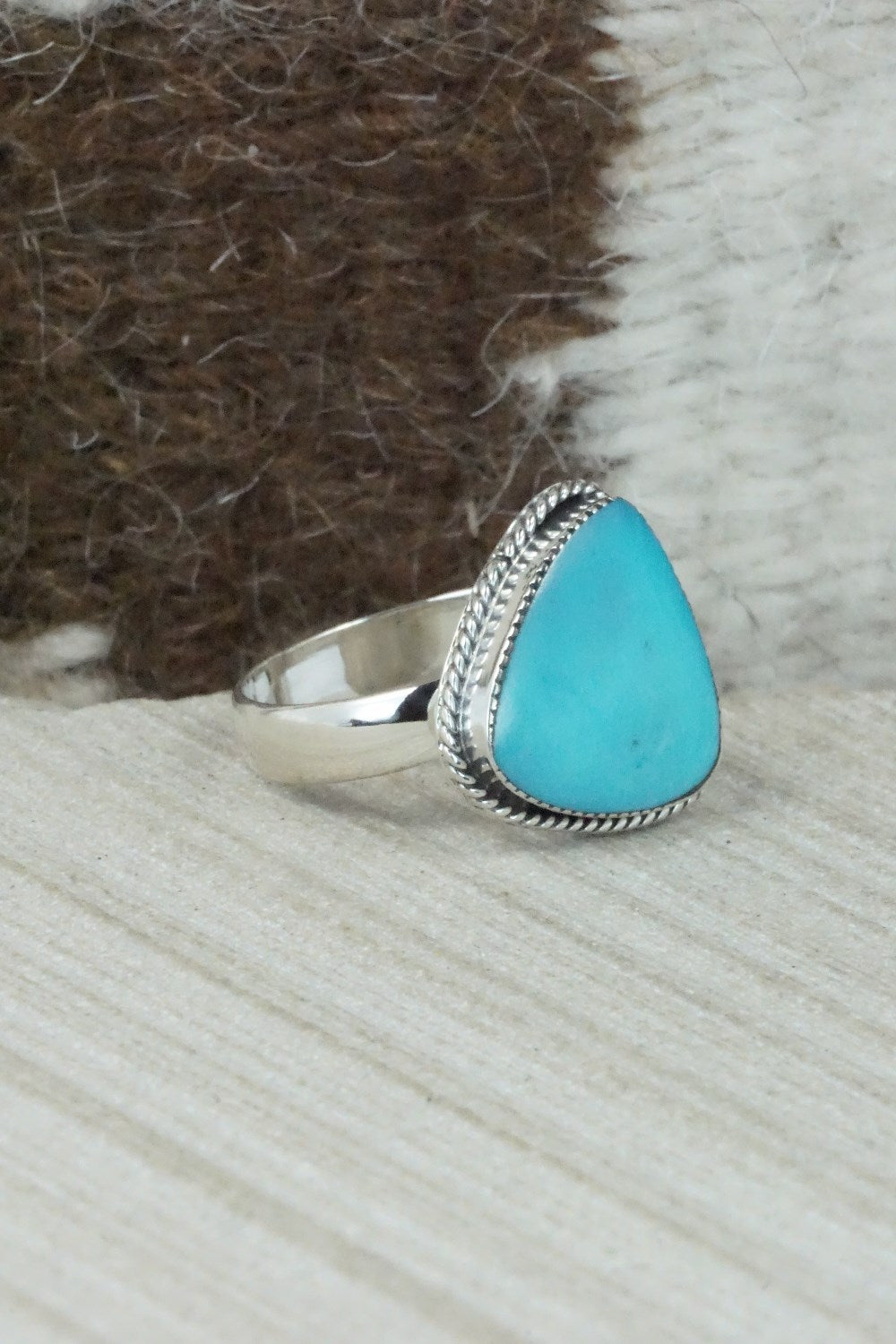 Turquoise & Sterling Silver Ring - Sheena Jack - Size 6.75
