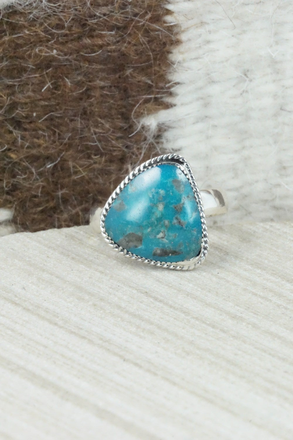 Turquoise & Sterling Silver Ring - Sheena Jack - Size 7.5