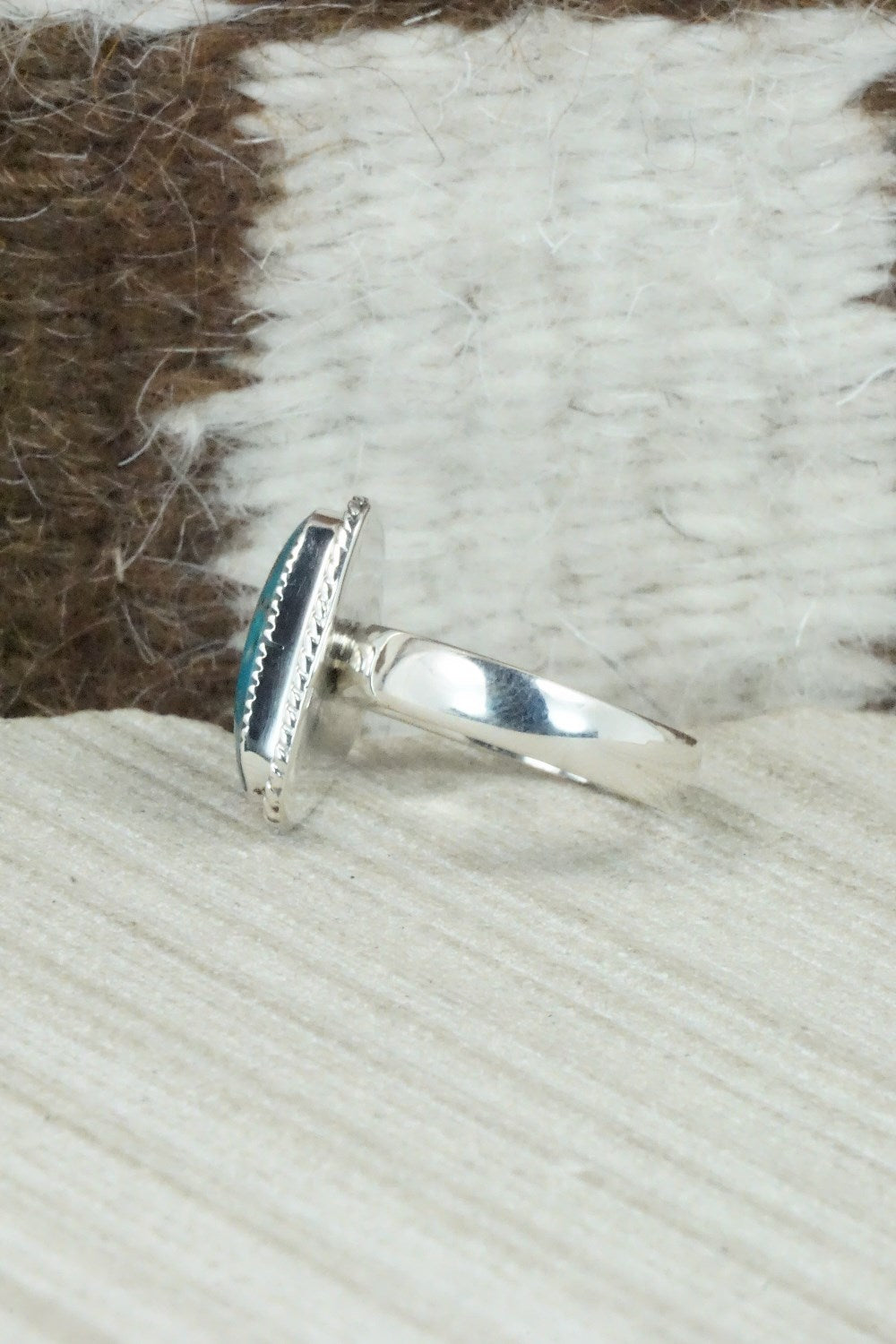 Turquoise & Sterling Silver Ring - Sheena Jack - Size 7.5