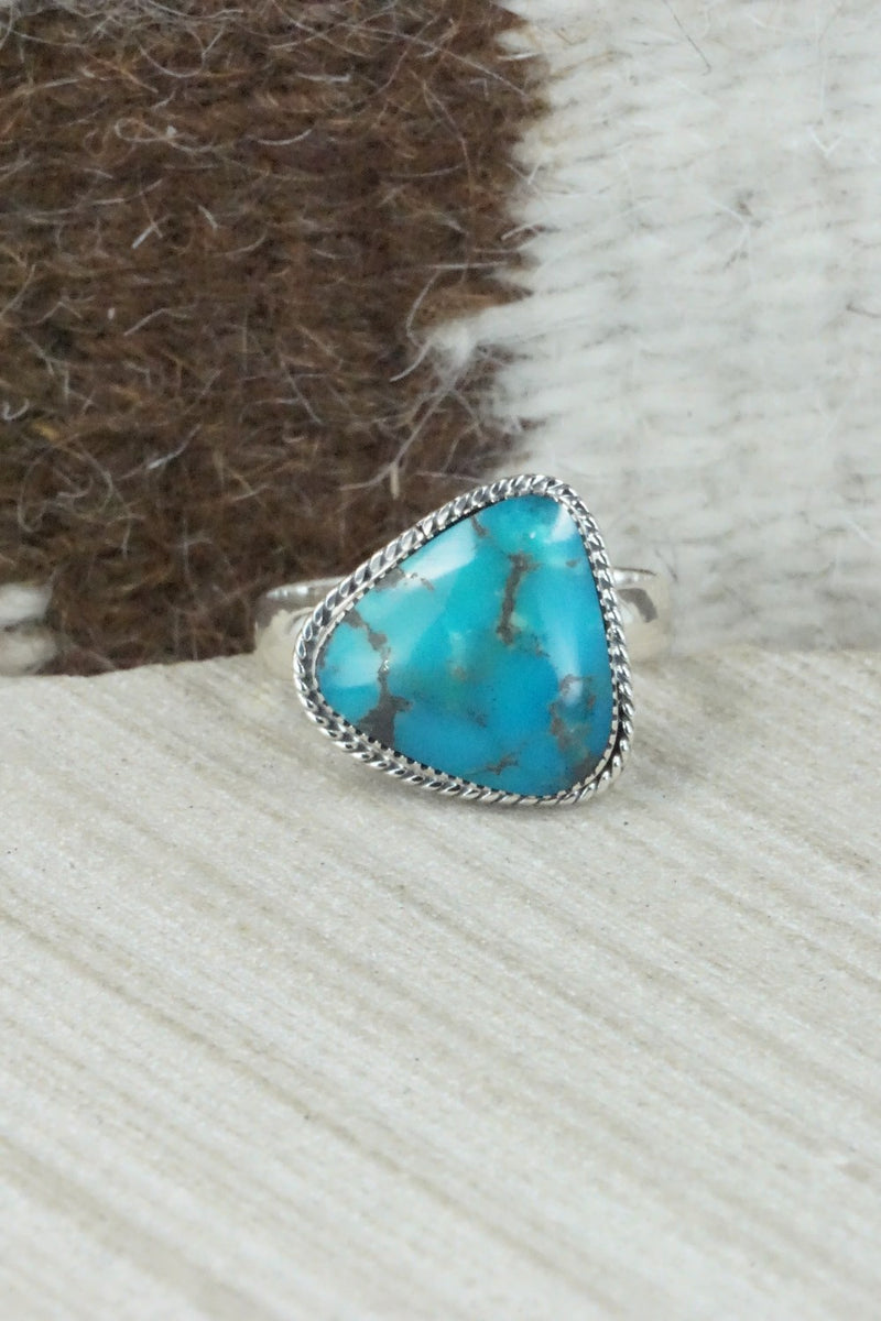Turquoise & Sterling Silver Ring - Sheena Jack - Size 9.25