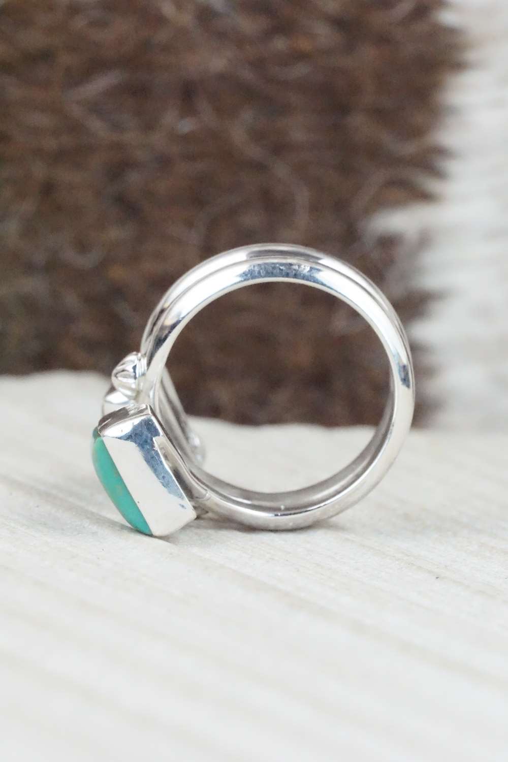 Turquoise & Sterling Silver Ring - Bobby Platero - Size 6