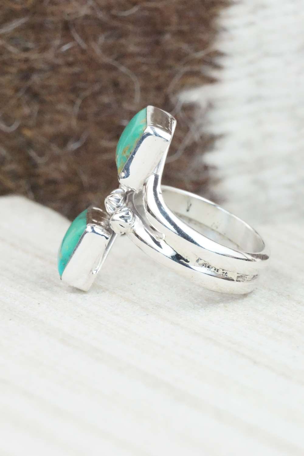 Turquoise & Sterling Silver Ring - Bobby Platero - Size 6.5