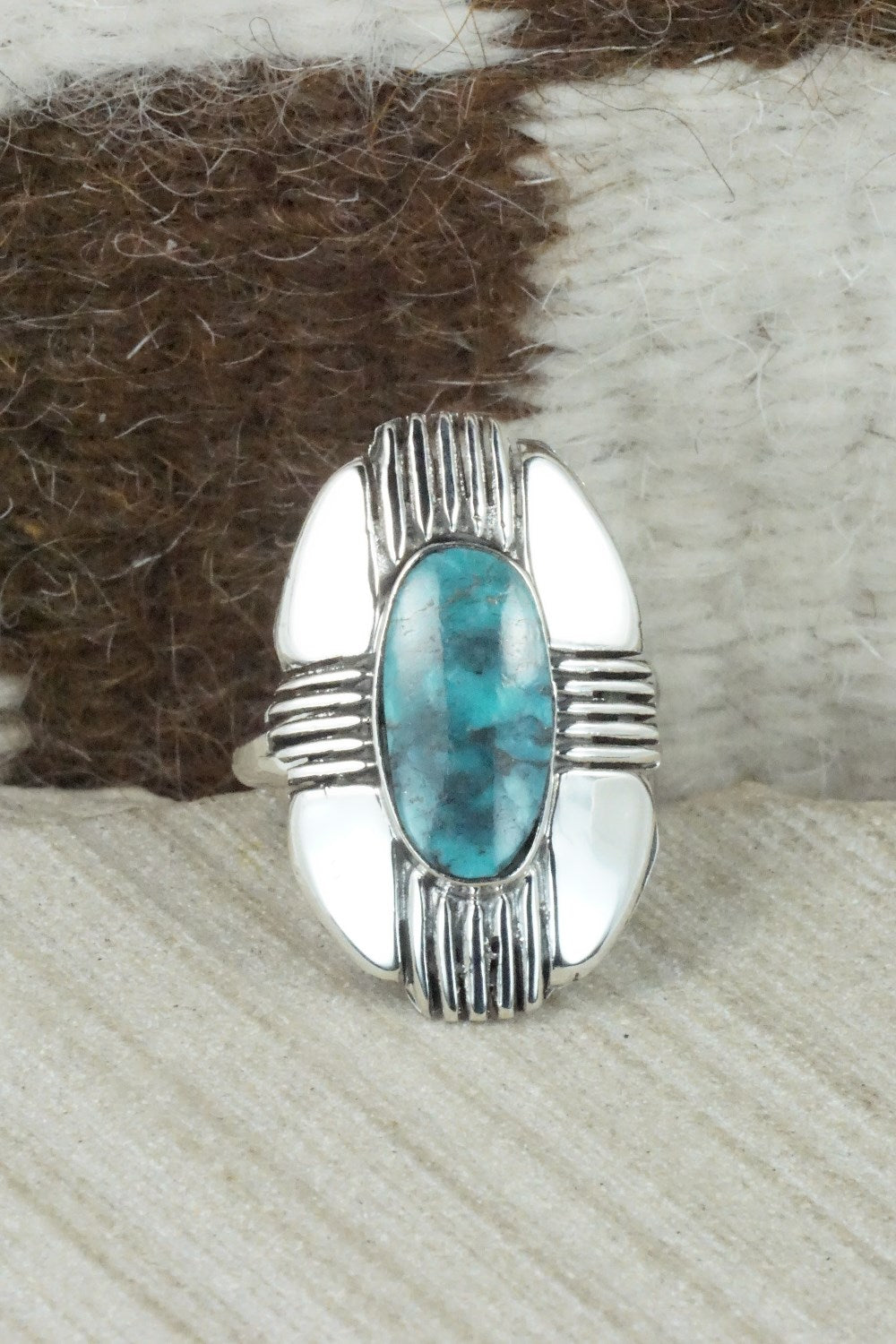 Turquoise & Sterling Silver Ring - Mike Smith - Size 7.75