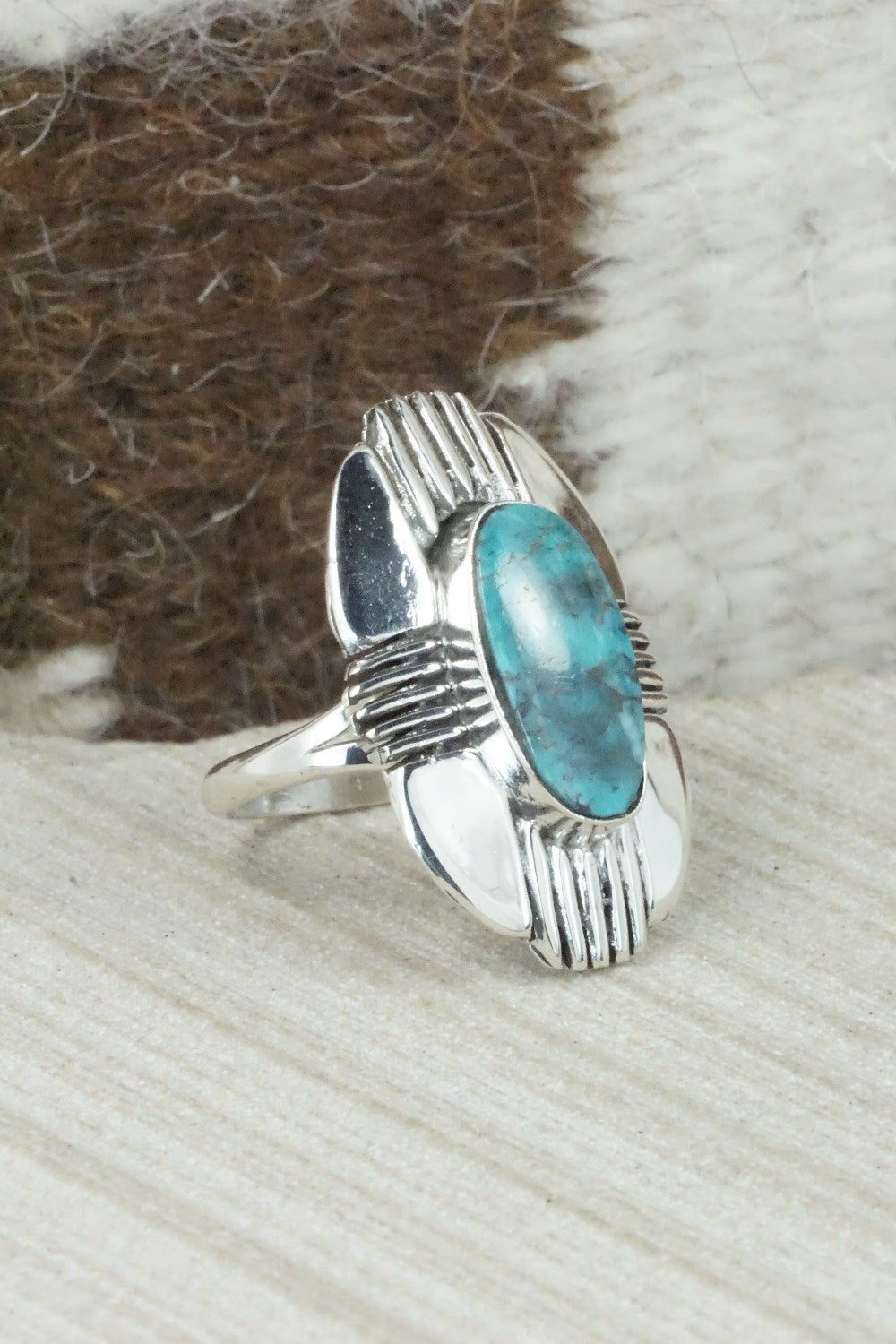 Turquoise & Sterling Silver Ring - Mike Smith - Size 7.75