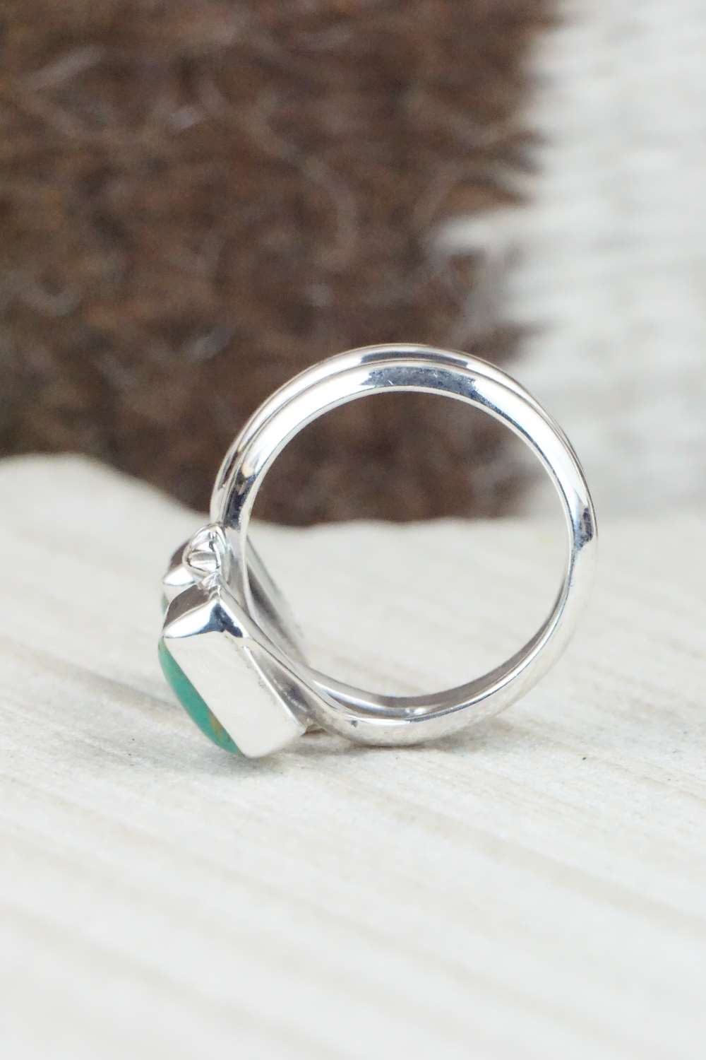 Turquoise & Sterling Silver Ring - Bobby Platero - Size 6.5