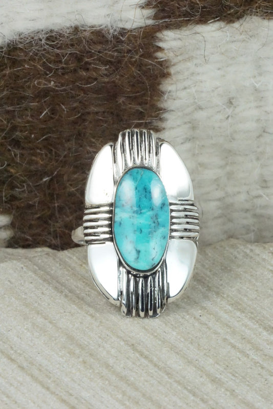 Turquoise & Sterling Silver Ring - Mike Smith - Size 8.75