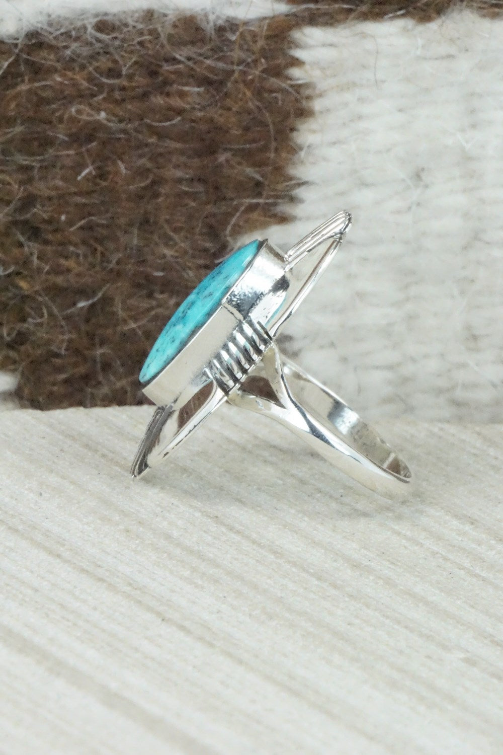 Turquoise & Sterling Silver Ring - Mike Smith - Size 8.75