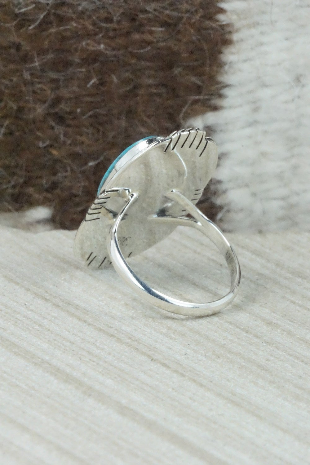 Turquoise & Sterling Silver Ring - Mike Smith - Size 8.75