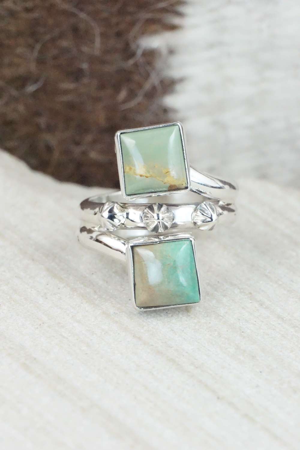 Turquoise & Sterling Silver Ring - Bobby Platero - Size 6.5
