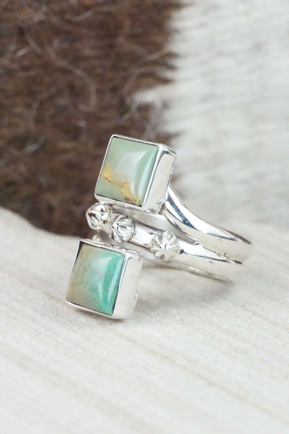 Turquoise & Sterling Silver Ring - Bobby Platero - Size 6.5