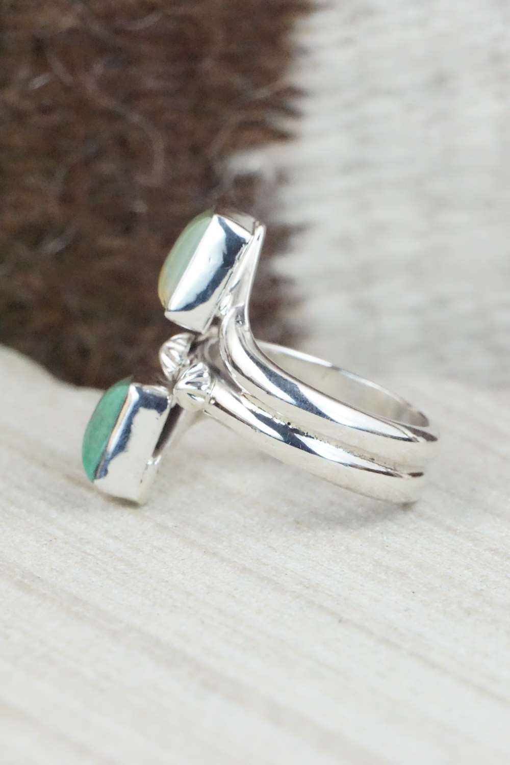Turquoise & Sterling Silver Ring - Bobby Platero - Size 6.5