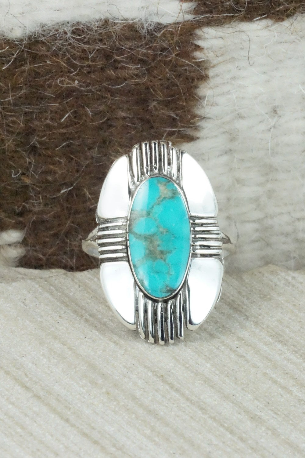 Turquoise & Sterling Silver Ring - Mike Smith - Size 11.25