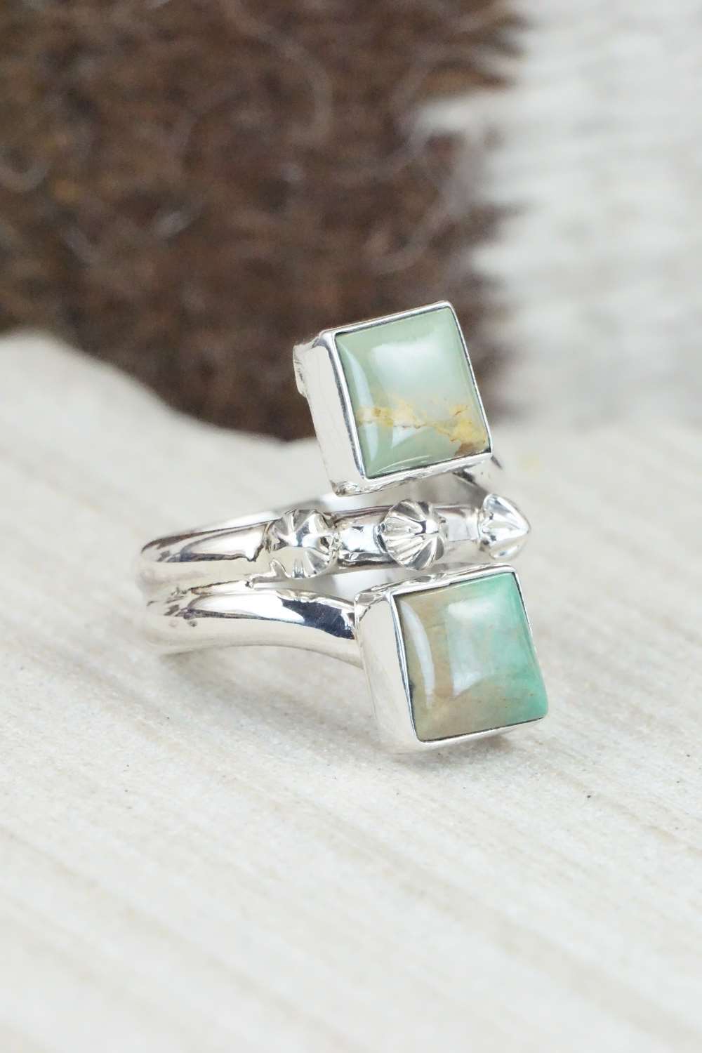 Turquoise & Sterling Silver Ring - Bobby Platero - Size 6.5