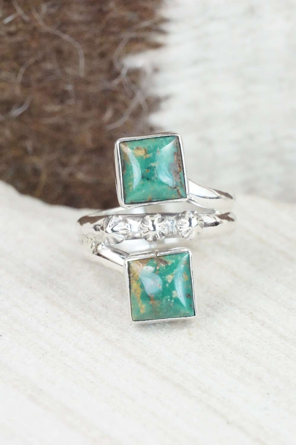 Turquoise & Sterling Silver Ring - Bobby Platero - Size 6.5