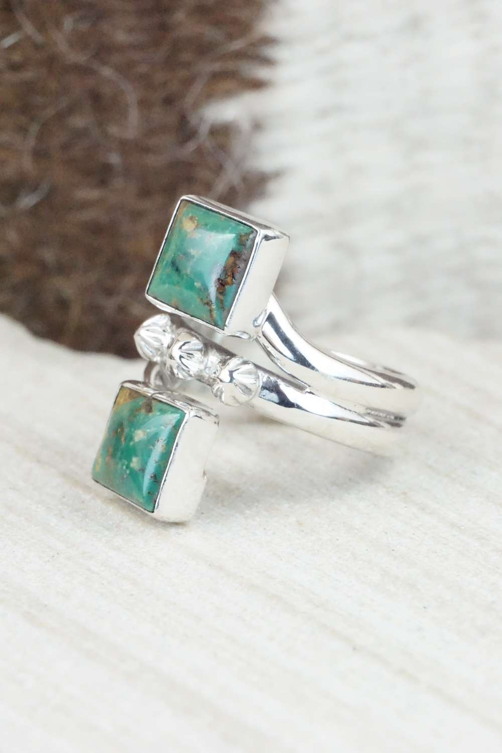 Turquoise & Sterling Silver Ring - Bobby Platero - Size 6.5