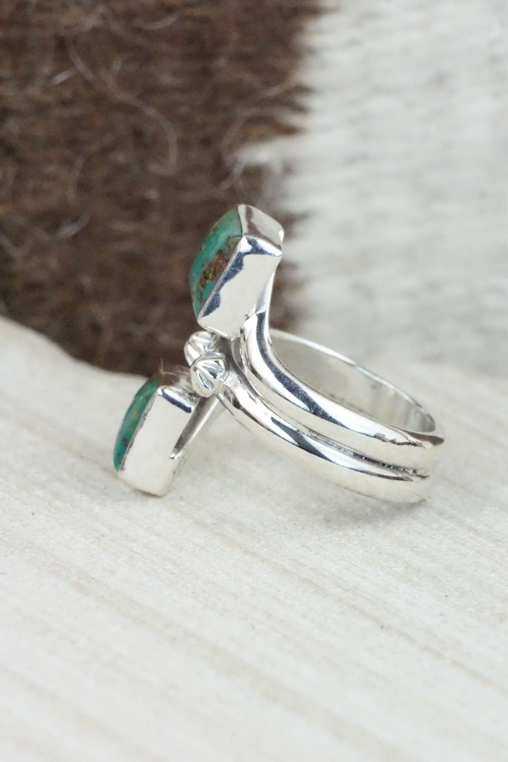 Turquoise & Sterling Silver Ring - Bobby Platero - Size 6.5