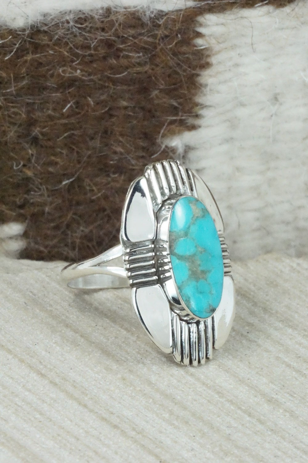 Turquoise & Sterling Silver Ring - Mike Smith - Size 11.25