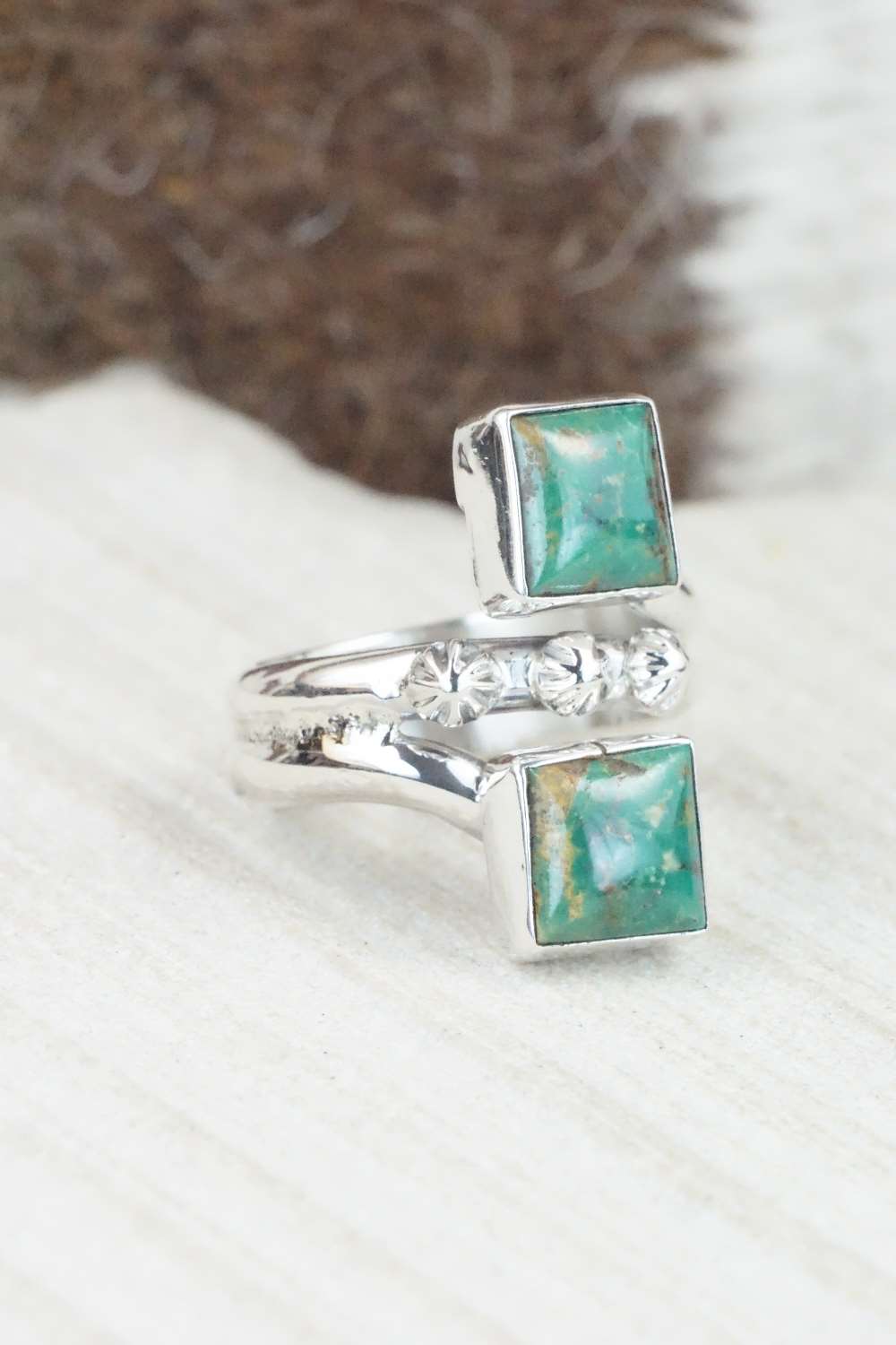 Turquoise & Sterling Silver Ring - Bobby Platero - Size 6.5