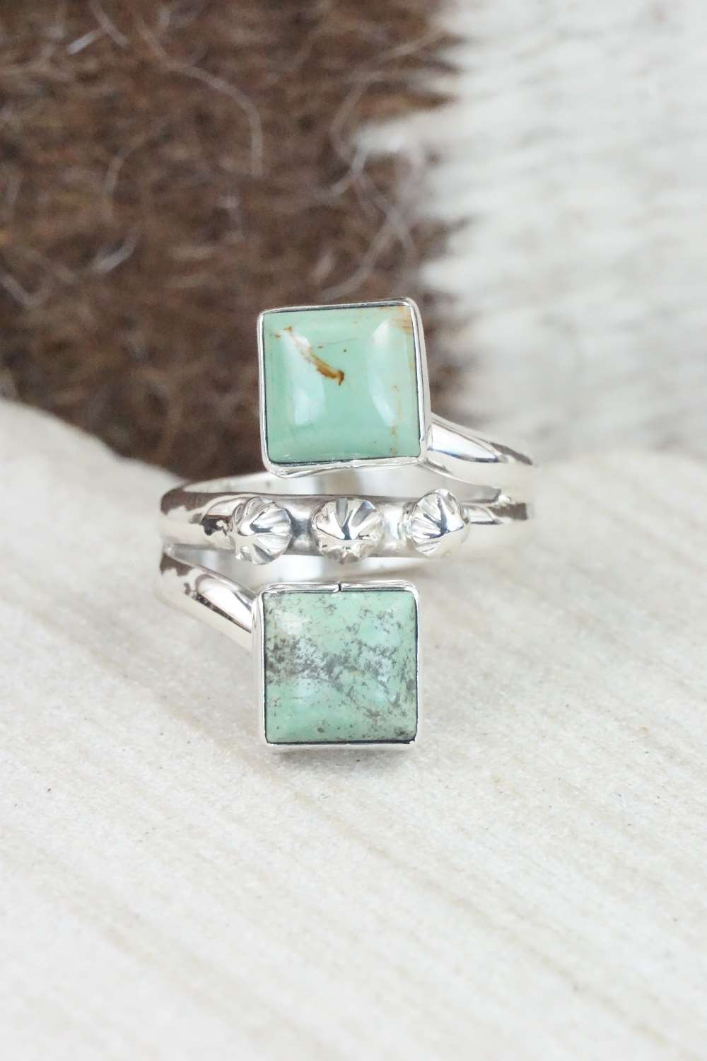 Turquoise & Sterling Silver Ring - Bobby Platero - Size 6.5