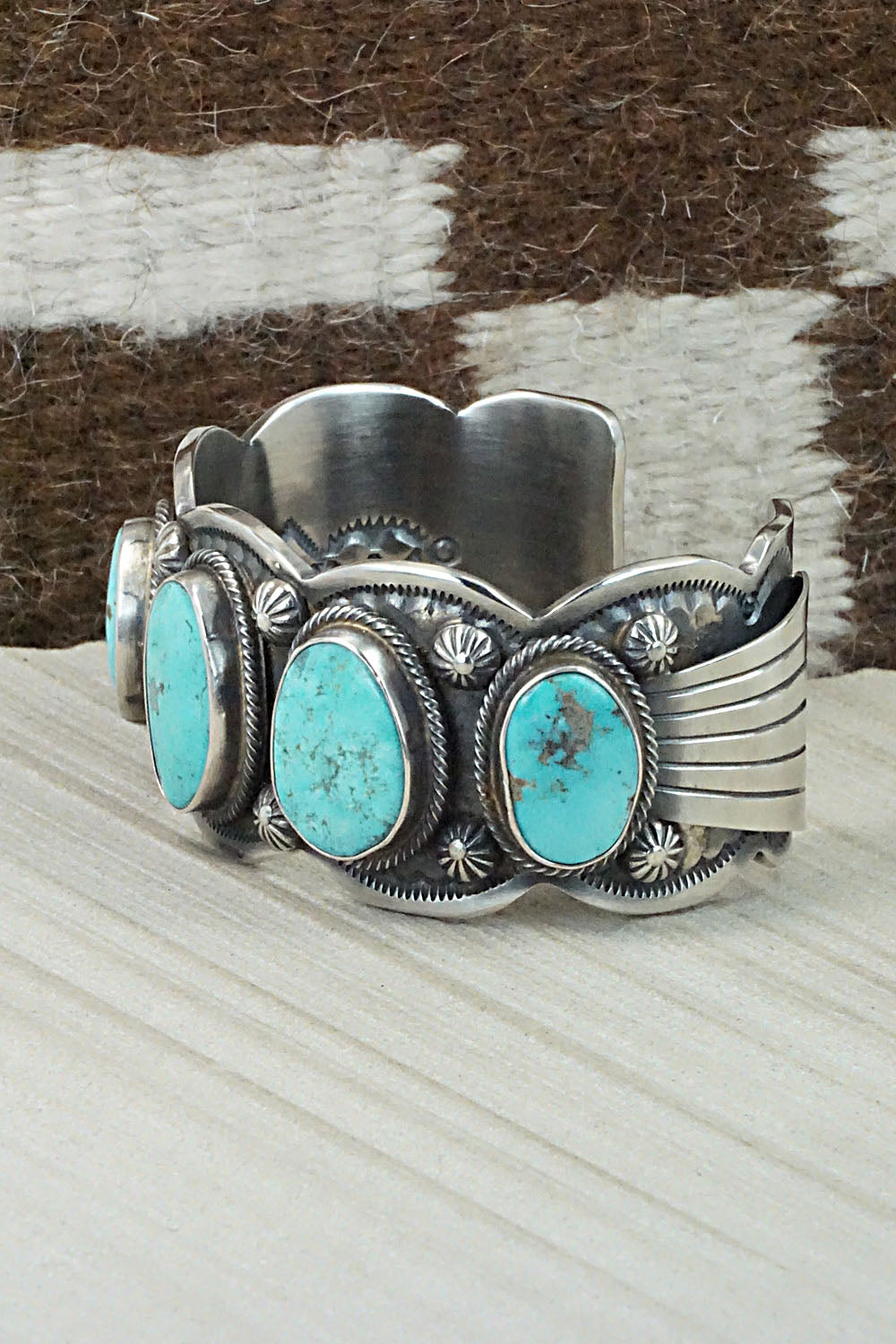 Turquoise & Sterling Silver Bracelet - Leslie Nez