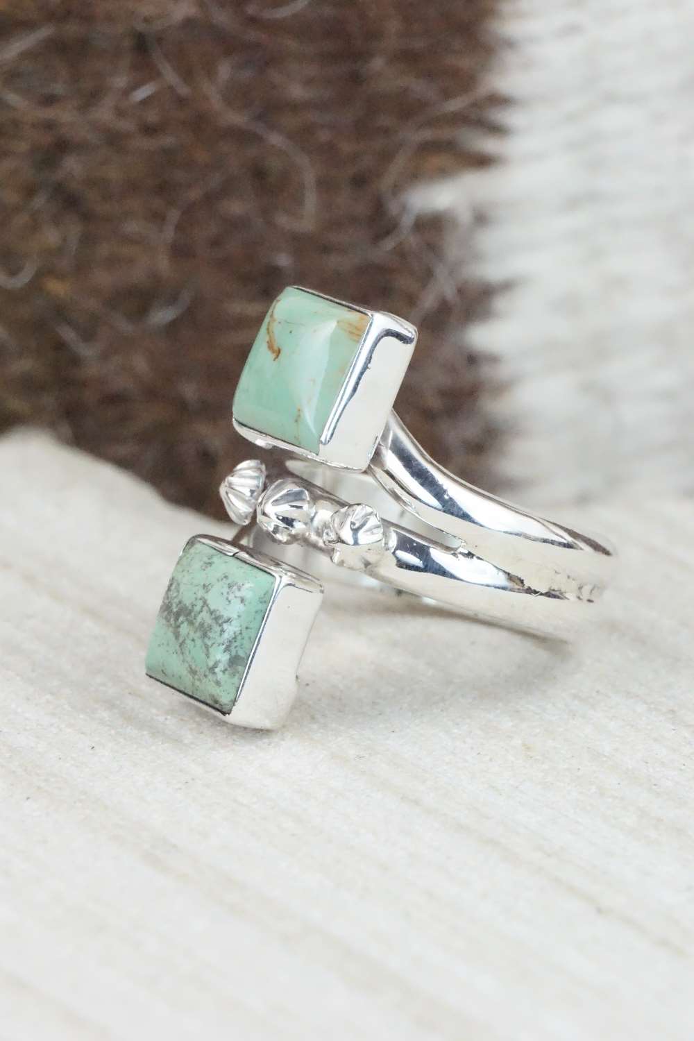 Turquoise & Sterling Silver Ring - Bobby Platero - Size 6.5