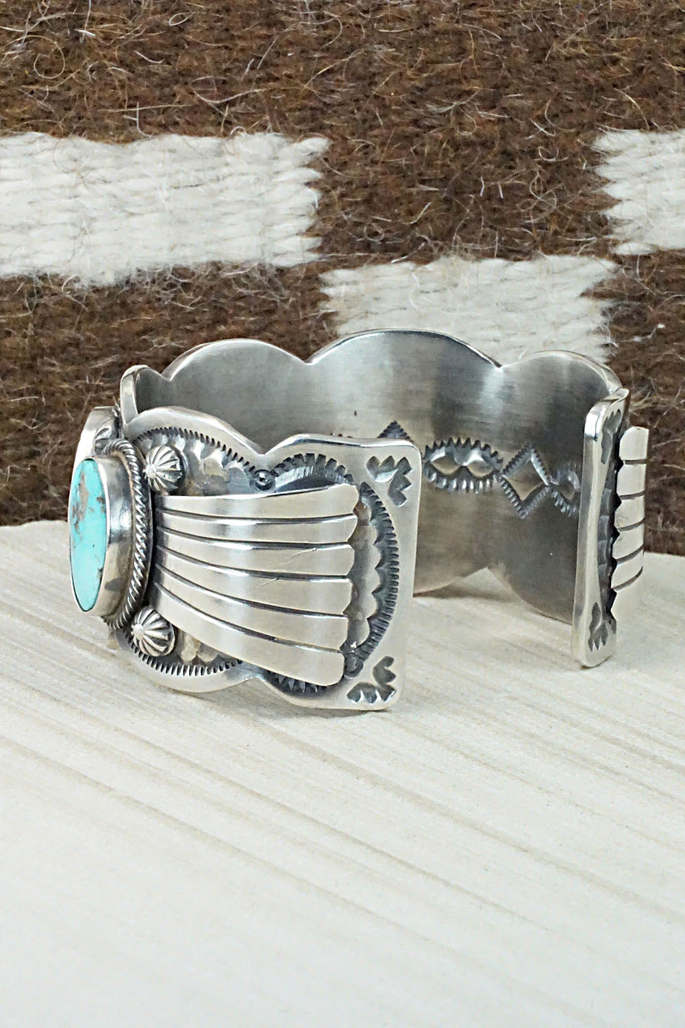 Turquoise & Sterling Silver Bracelet - Leslie Nez
