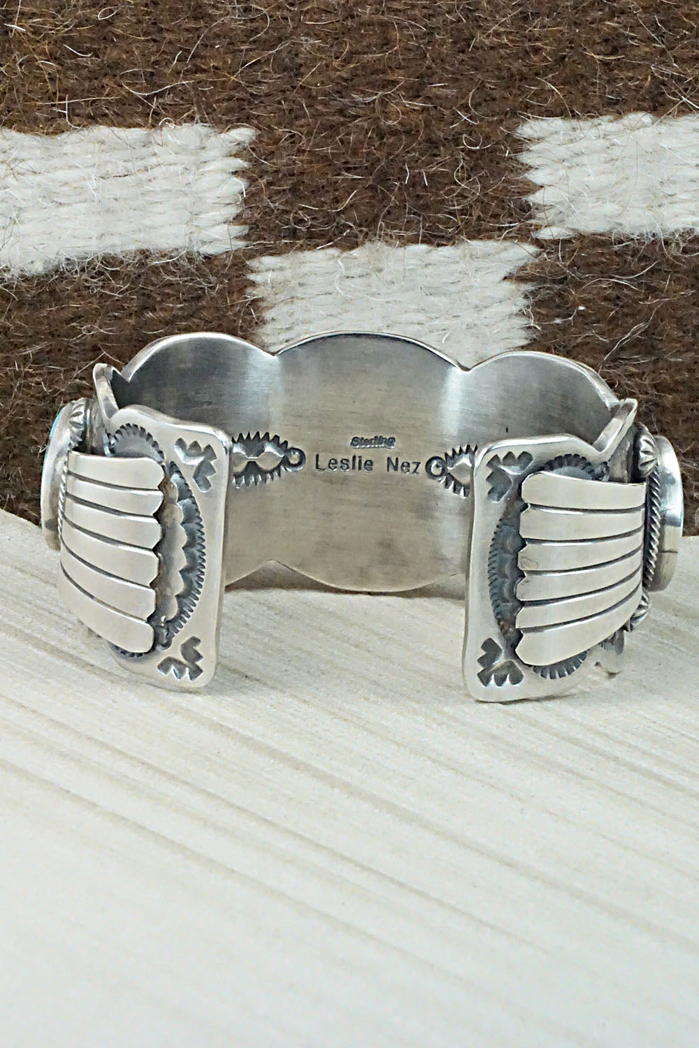 Turquoise & Sterling Silver Bracelet - Leslie Nez