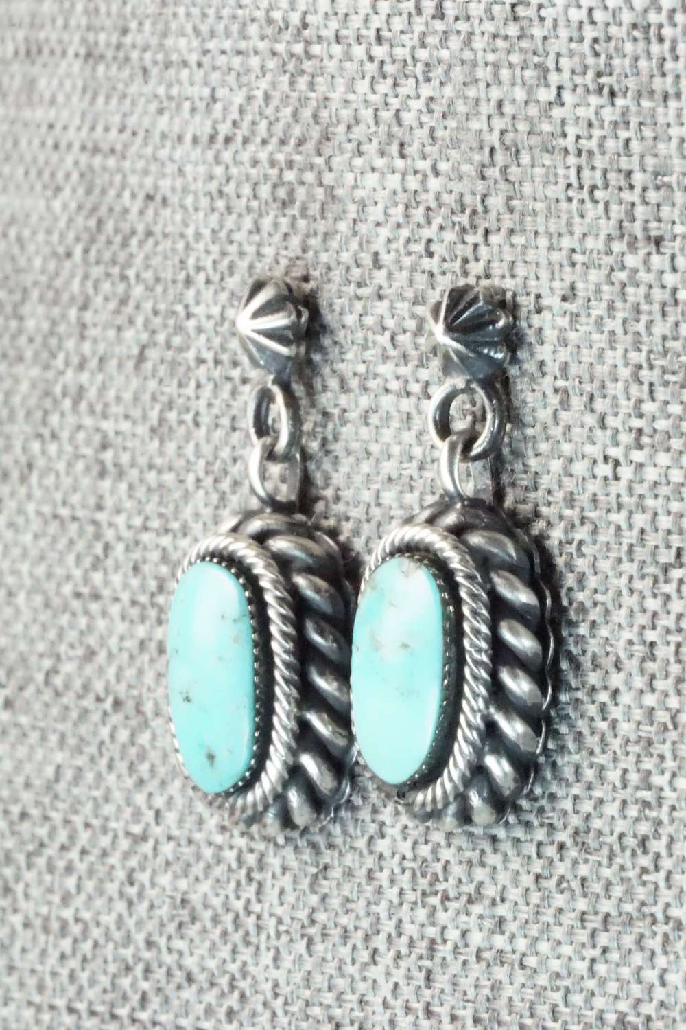 Turquoise & Sterling Silver Earrings - Lee Shorty