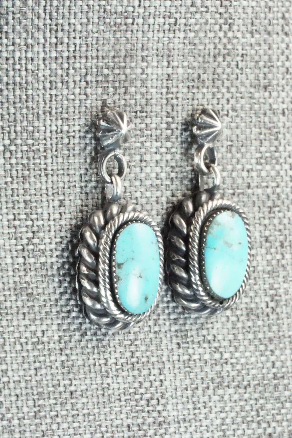 Turquoise & Sterling Silver Earrings - Lee Shorty