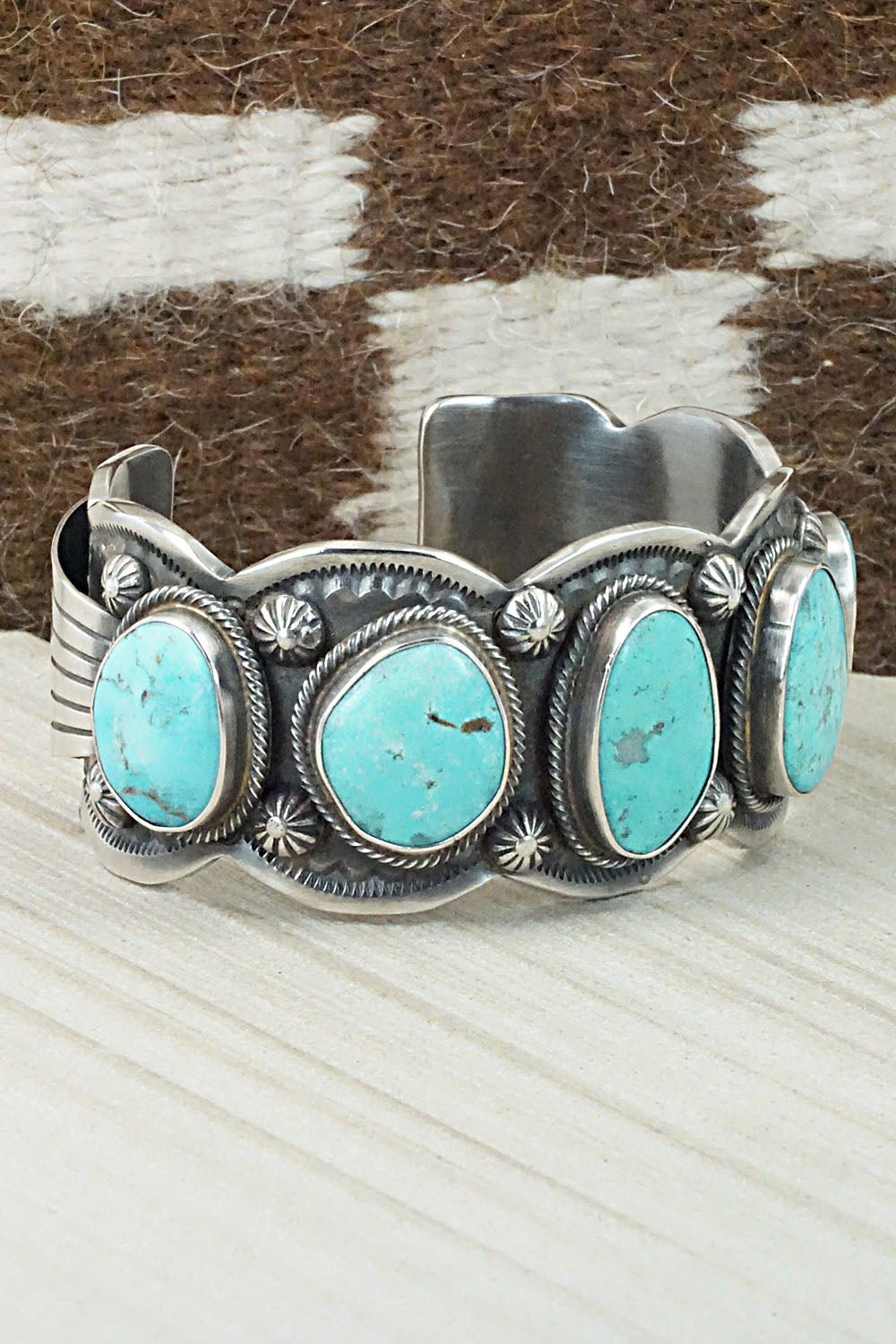 Turquoise & Sterling Silver Bracelet - Leslie Nez