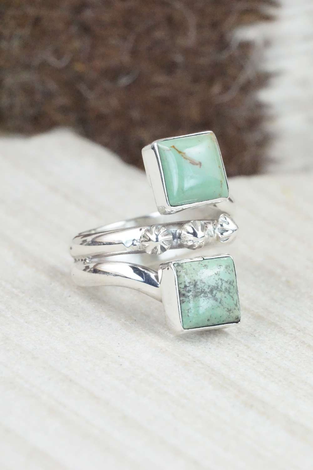 Turquoise & Sterling Silver Ring - Bobby Platero - Size 6.5