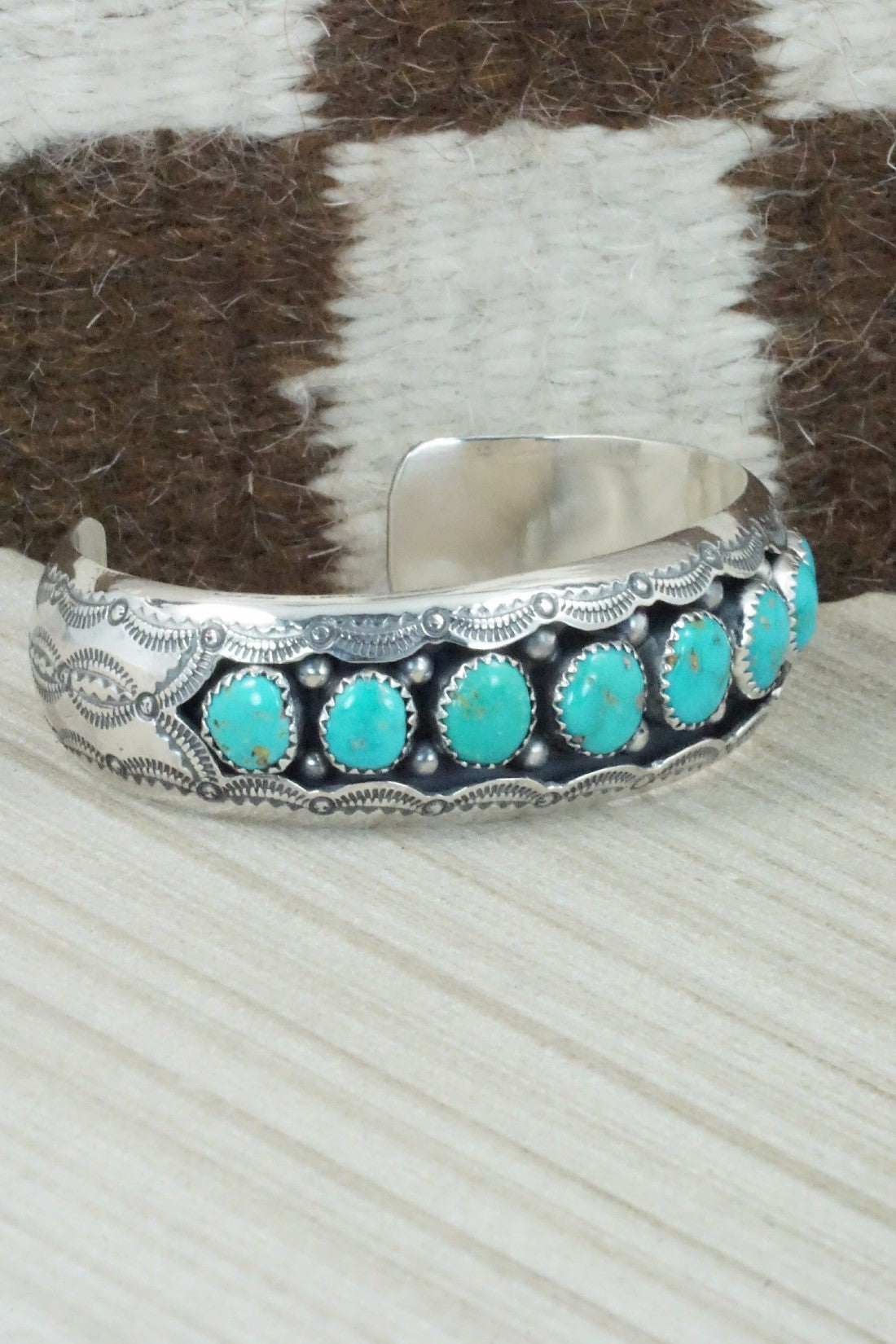 Turquoise & Sterling Silver Bracelet - Wilbert Muskett