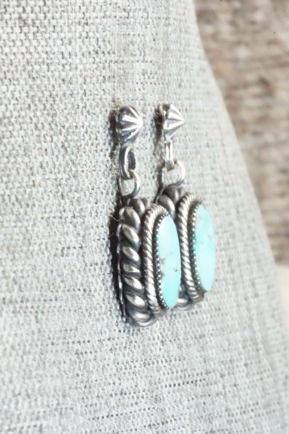 Turquoise & Sterling Silver Earrings - Lee Shorty