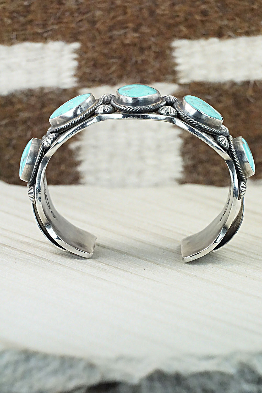 Turquoise & Sterling Silver Bracelet - Leslie Nez