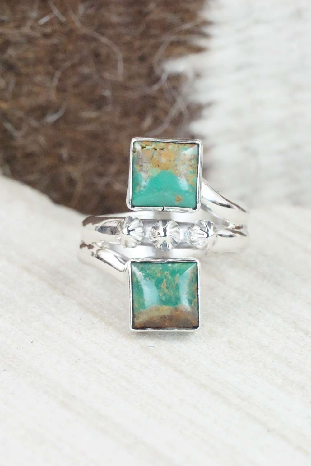 Turquoise & Sterling Silver Ring - Bobby Platero - Size 6.5