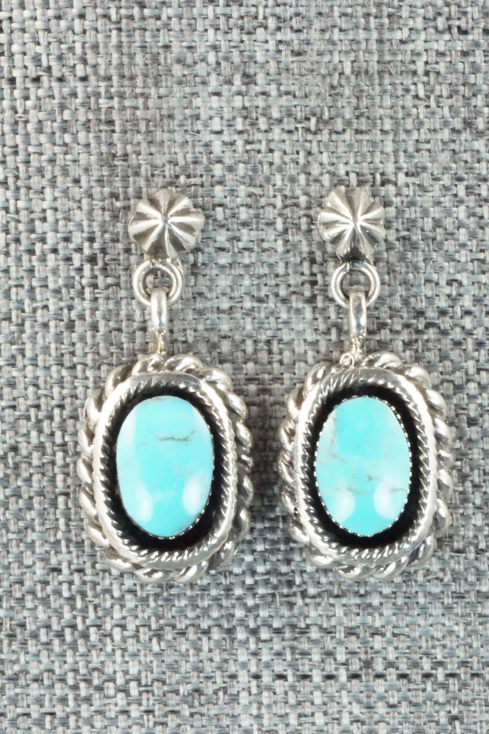 Turquoise & Sterling Silver Earrings - Lee Shorty