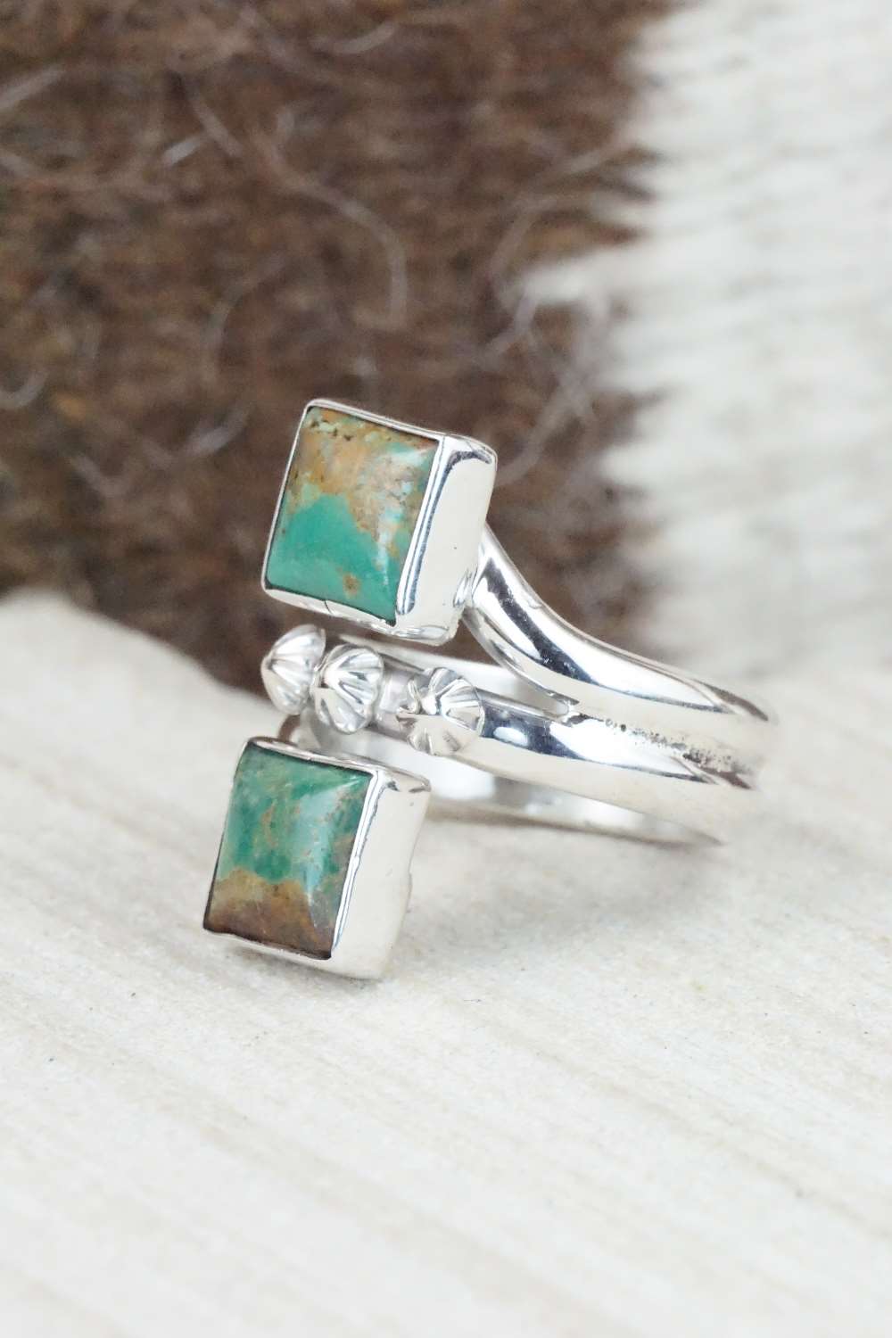 Turquoise & Sterling Silver Ring - Bobby Platero - Size 6.5