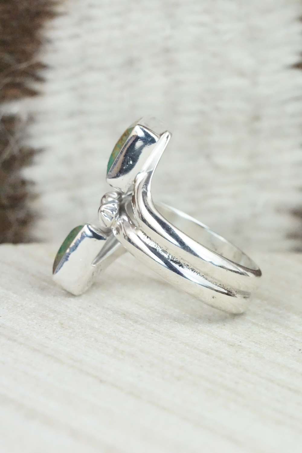 Turquoise & Sterling Silver Ring - Bobby Platero - Size 6.5