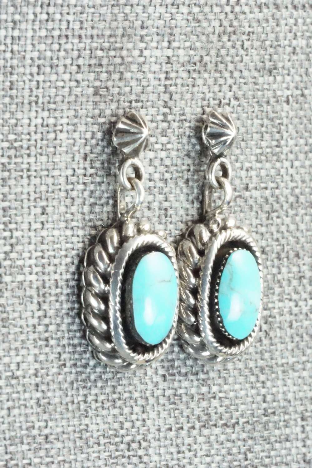 Turquoise & Sterling Silver Earrings - Lee Shorty