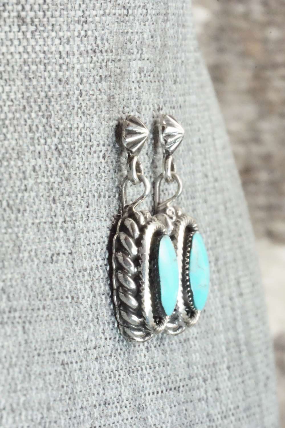 Turquoise & Sterling Silver Earrings - Lee Shorty