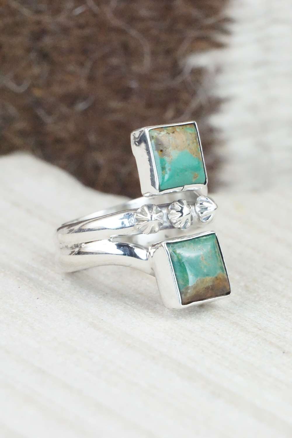 Turquoise & Sterling Silver Ring - Bobby Platero - Size 6.5