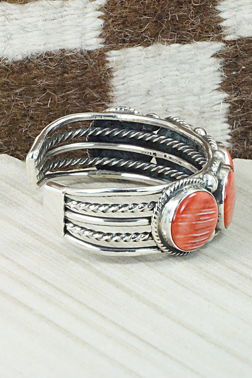 Spiny Oyster & Sterling Silver Bracelet - Rick Martinez