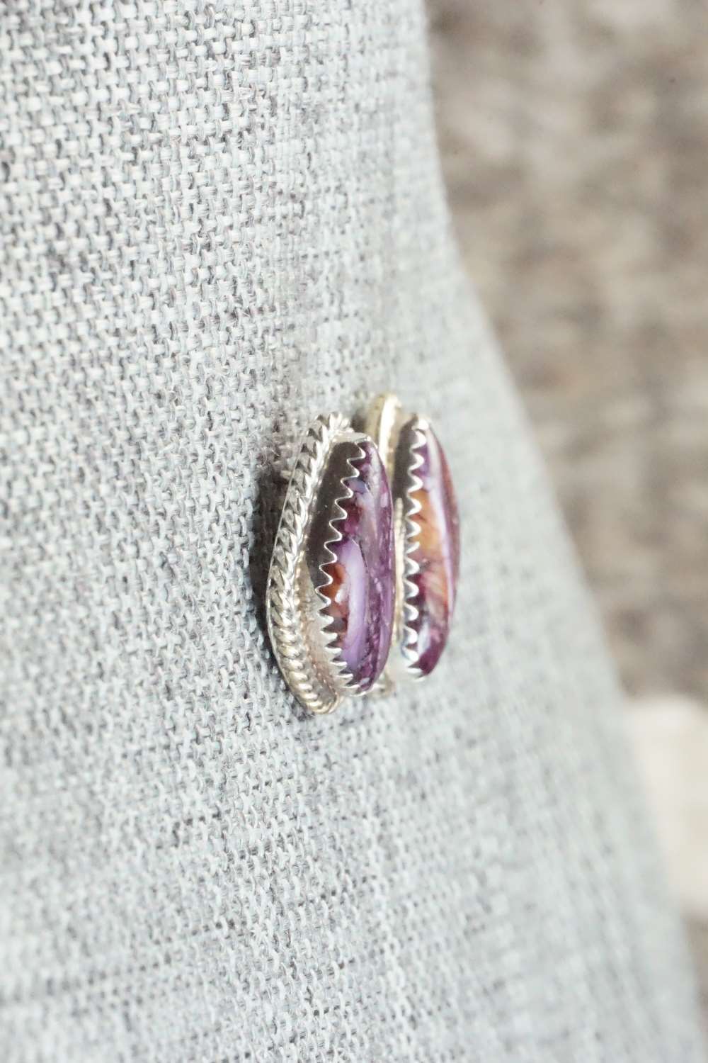 Spiny Oyster & Sterling Silver Earrings - Judy Largo