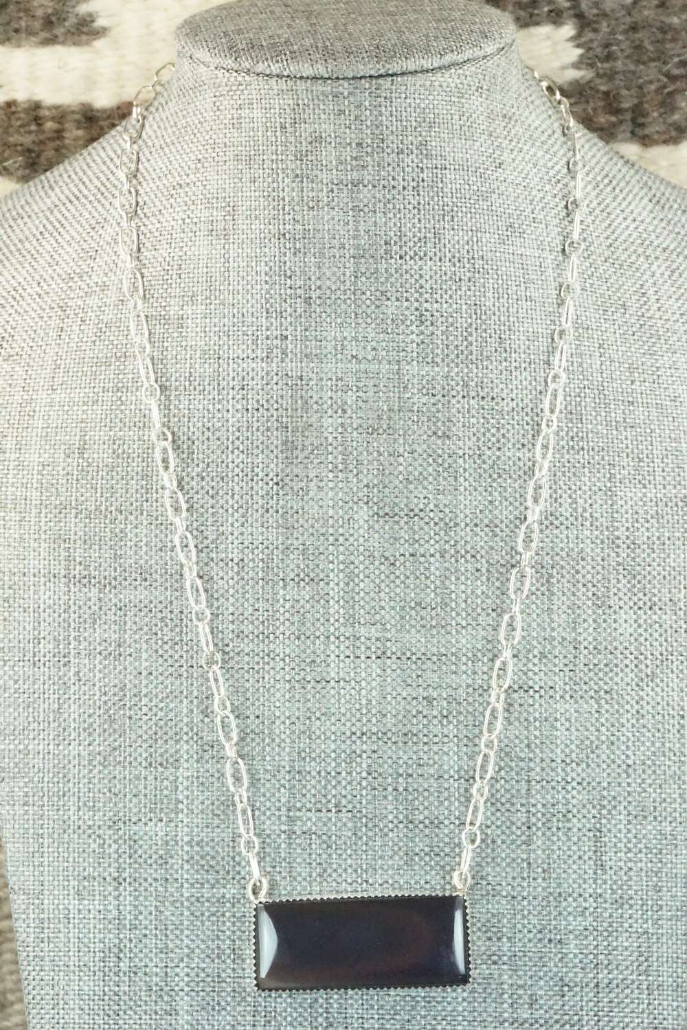 Obsidian & Sterling Silver Necklace - Anna Begay