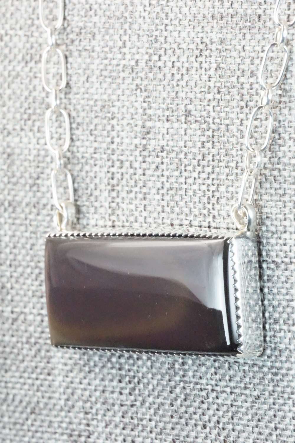 Obsidian & Sterling Silver Necklace - Anna Begay