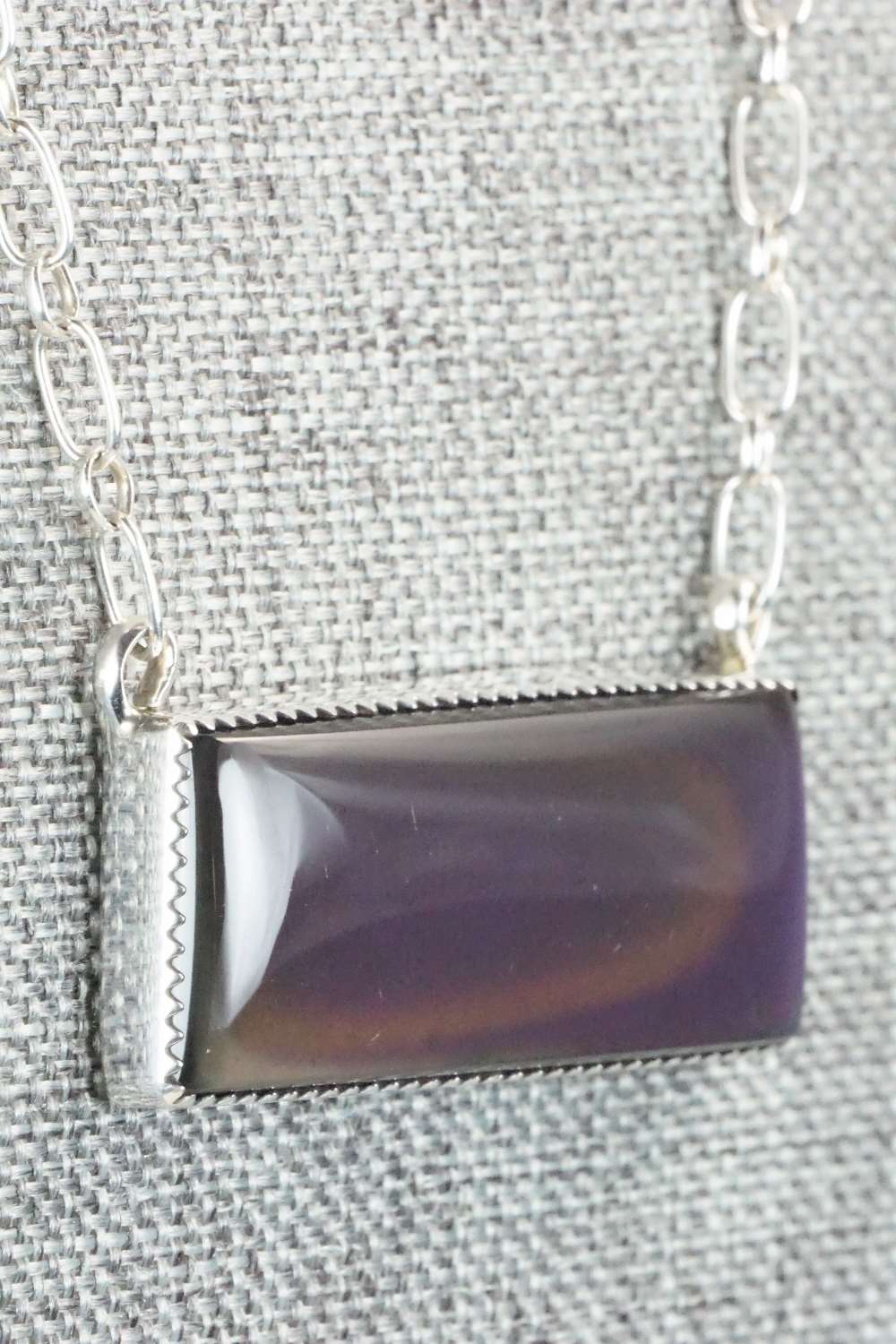 Obsidian & Sterling Silver Necklace - Anna Begay