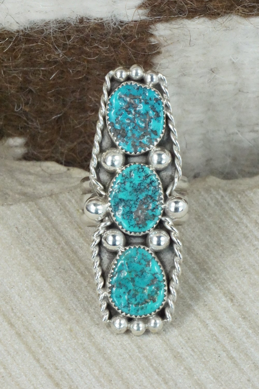 Turquoise & Sterling Silver Ring - Cris Nez - Size 7.25