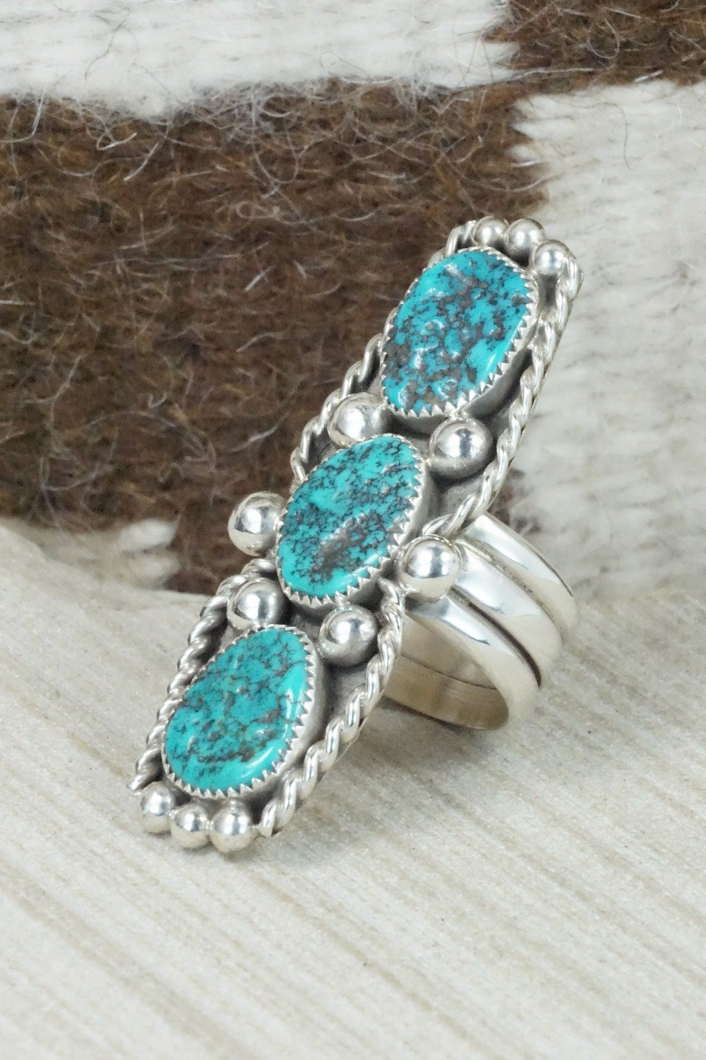 Turquoise & Sterling Silver Ring - Cris Nez - Size 7.25