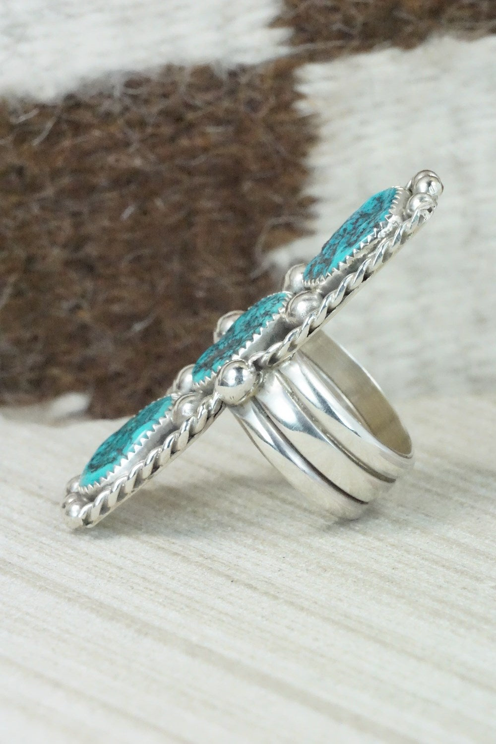 Turquoise & Sterling Silver Ring - Cris Nez - Size 7.25