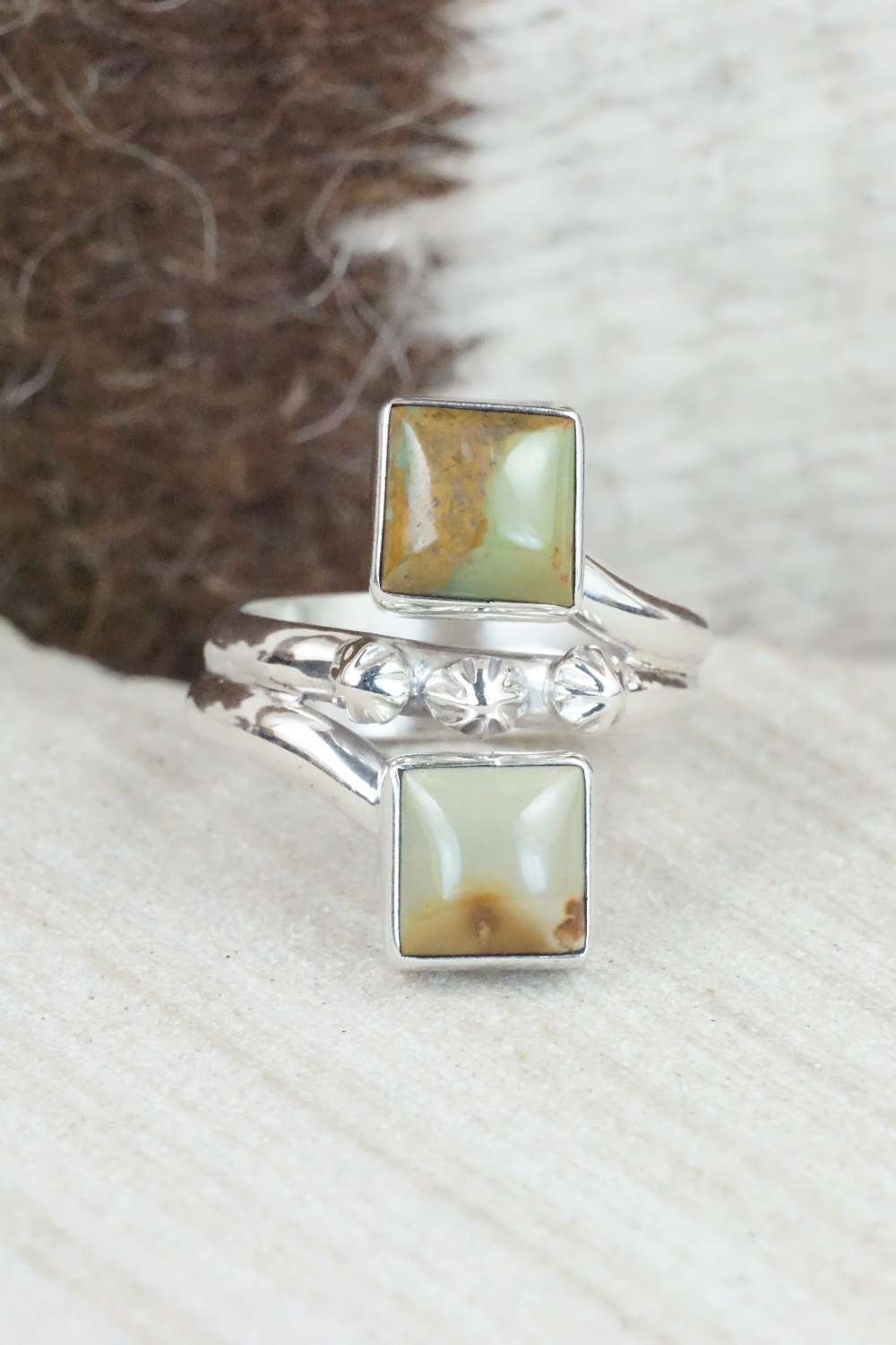 Turquoise & Sterling Silver Ring - Bobby Platero - Size 7.75